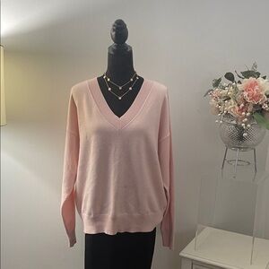 Lulu's Soft Pink V-Neck Pink Sweater